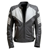 Gesteppte Biker-Outfit-Lederjacke für Herren im klassischen Moto-Racer-Stil aus Schaffell